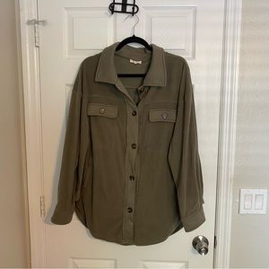 La Miel Olive Green Fleece Shacket